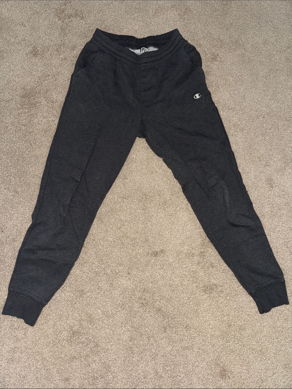 Champion Black Logo Cuffed Sweatpant Joggers